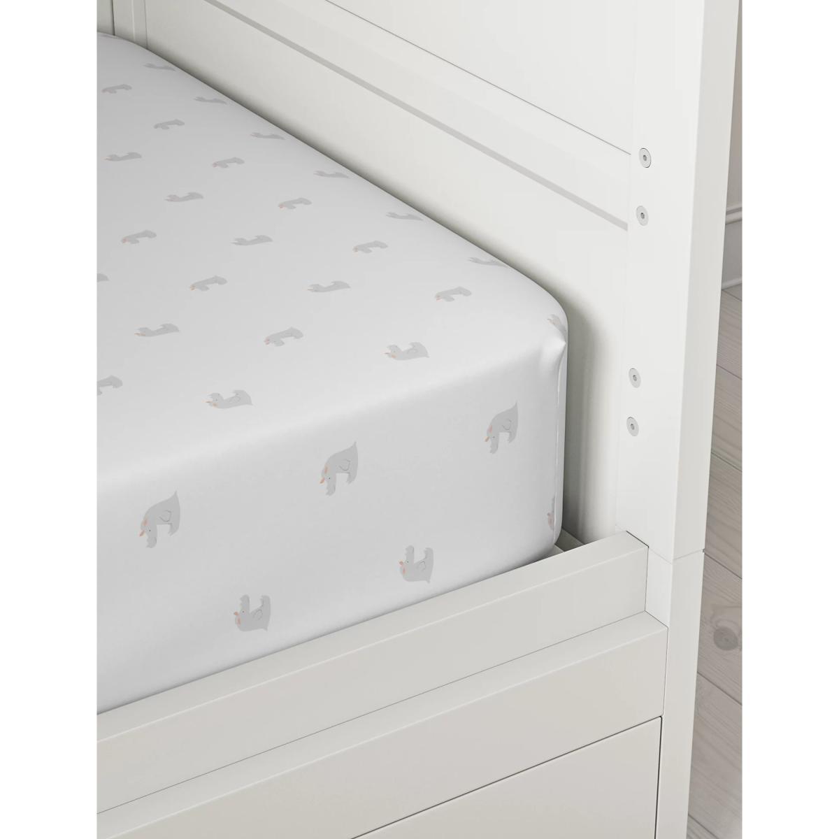 M&S 2 Pack Jersey Printed Cot Bed Fitted Sheets - COTBD - White, White – image 3