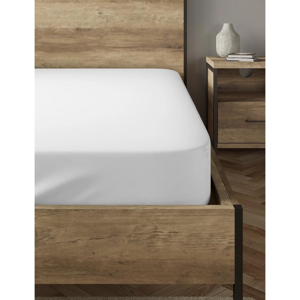 M&S Cotton Blend Non-Iron Fitted Sheet - 5FT - White, White – image 2