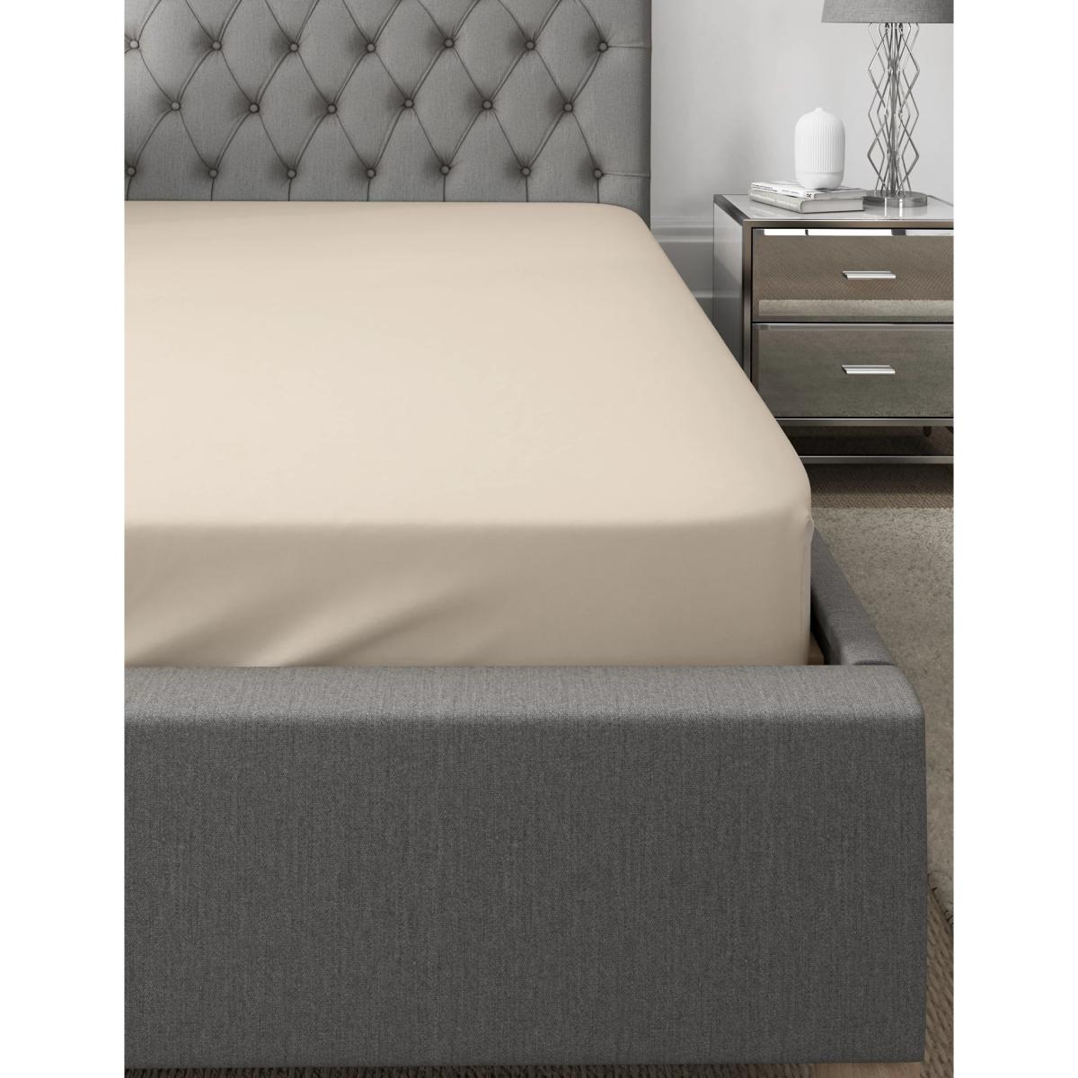 M&S  Dreamskin&reg; Pure Cotton Fitted Sheet - 5FT - Light Grey, Light Grey,Cream,Duck Egg – image 3