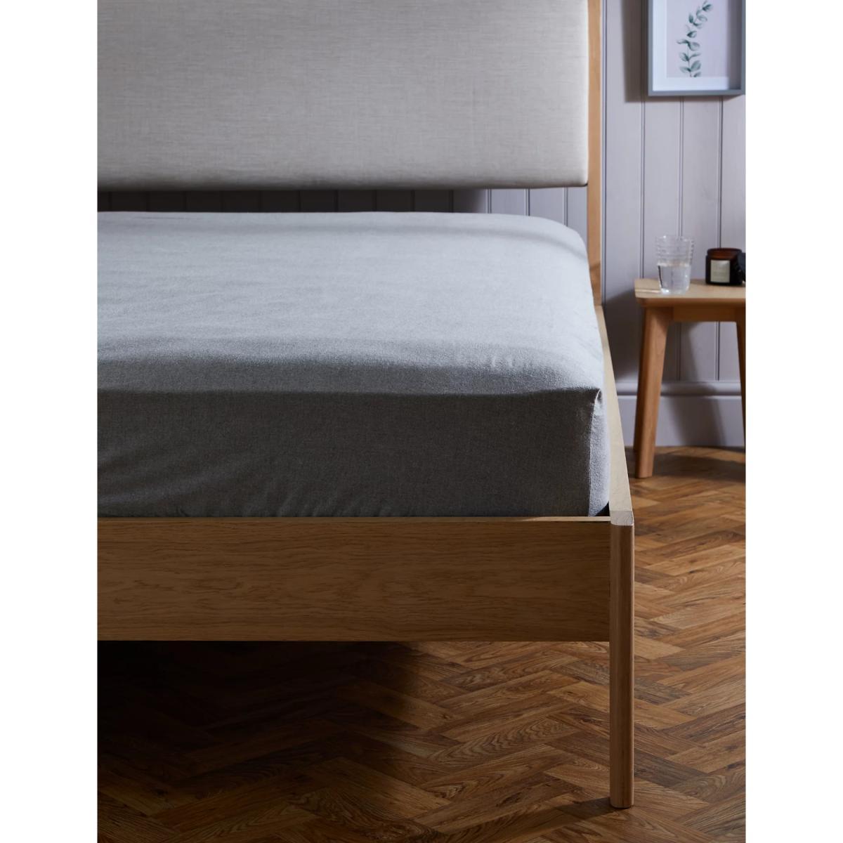 M&S Pure Cotton Brushed Deep Fitted Sheet - SGL - Charcoal, Charcoal,White,Grey Marl – image 2