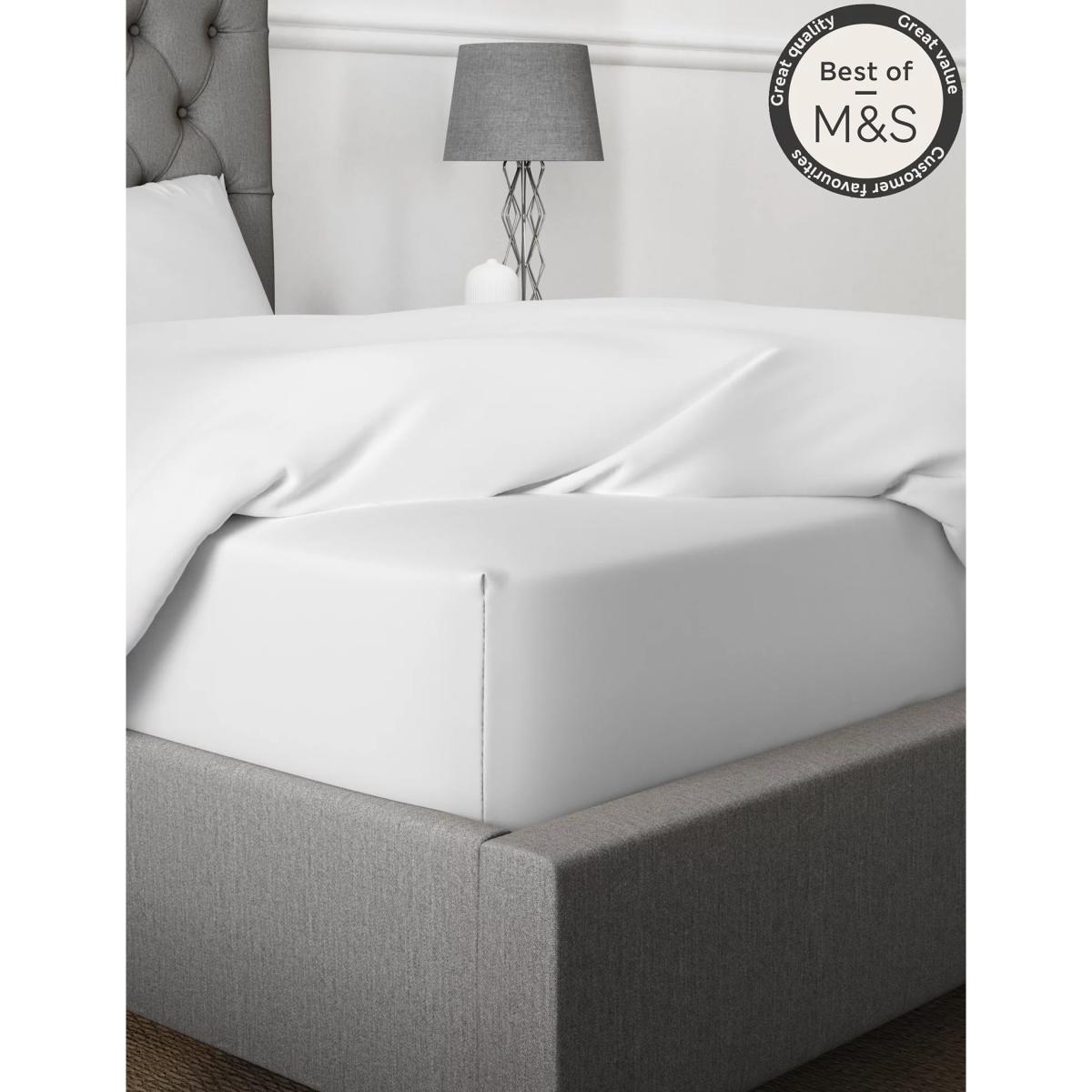 M&S Egyptian Cotton 230 Thread Count Extra Deep Fitted Sheet - 6FT - White, White,Ivory,Cream,Mink,Midnight Navy,Aqua – image 2
