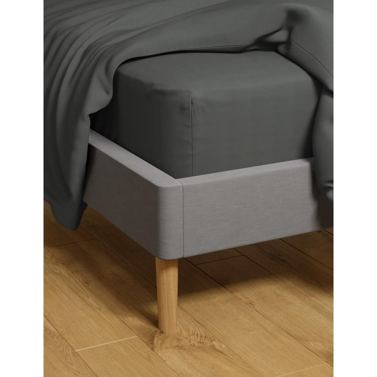 M&S Cotton Rich Percale Deep Fitted Sheet - 6FT - Light Cream, Light Cream,Silver Grey – image 3