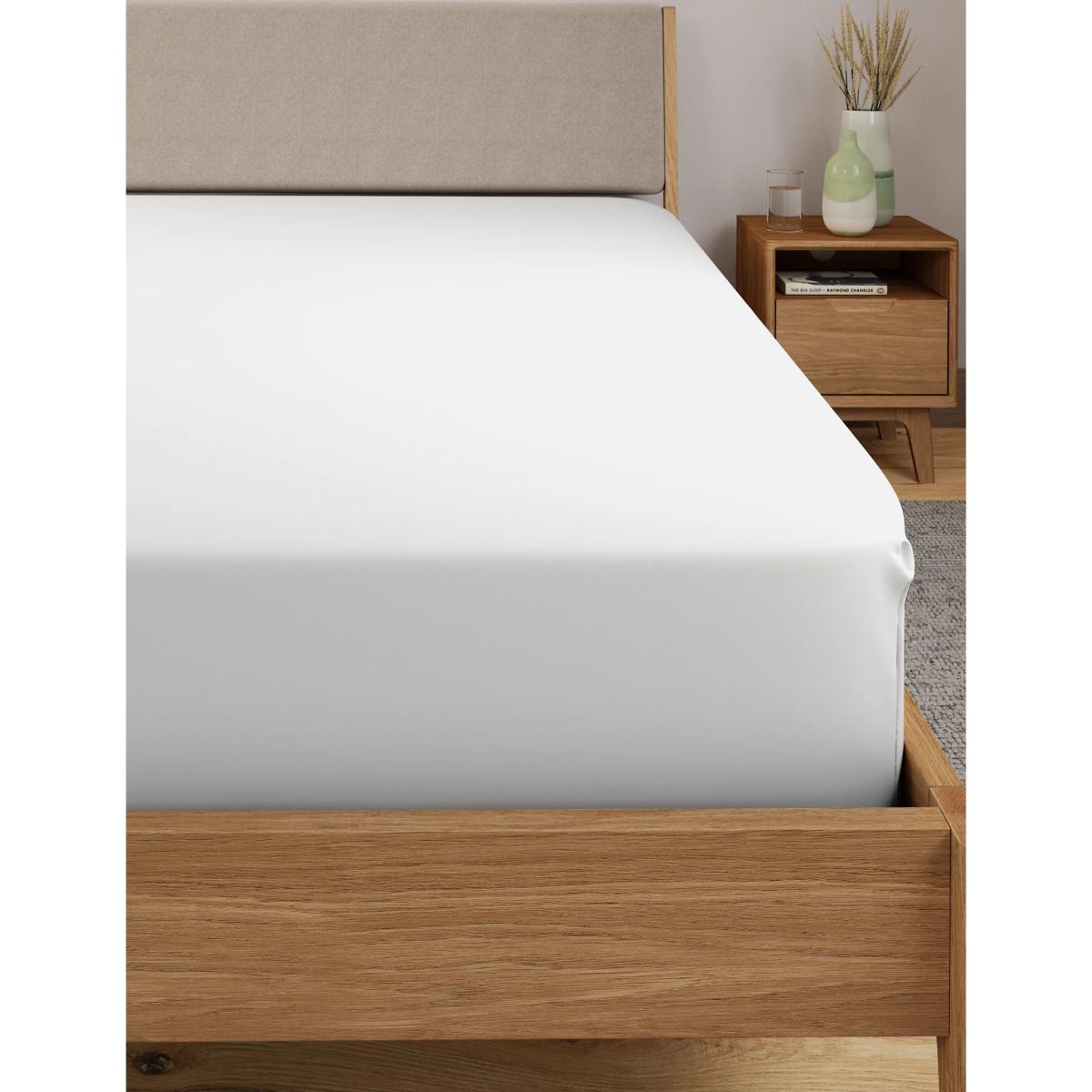 M&S Cotton Rich Percale Extra Deep Fitted Sheet - SGL - Light Cream, Light Cream,White,Aqua,Light Putty,Denim,Dove – image 3