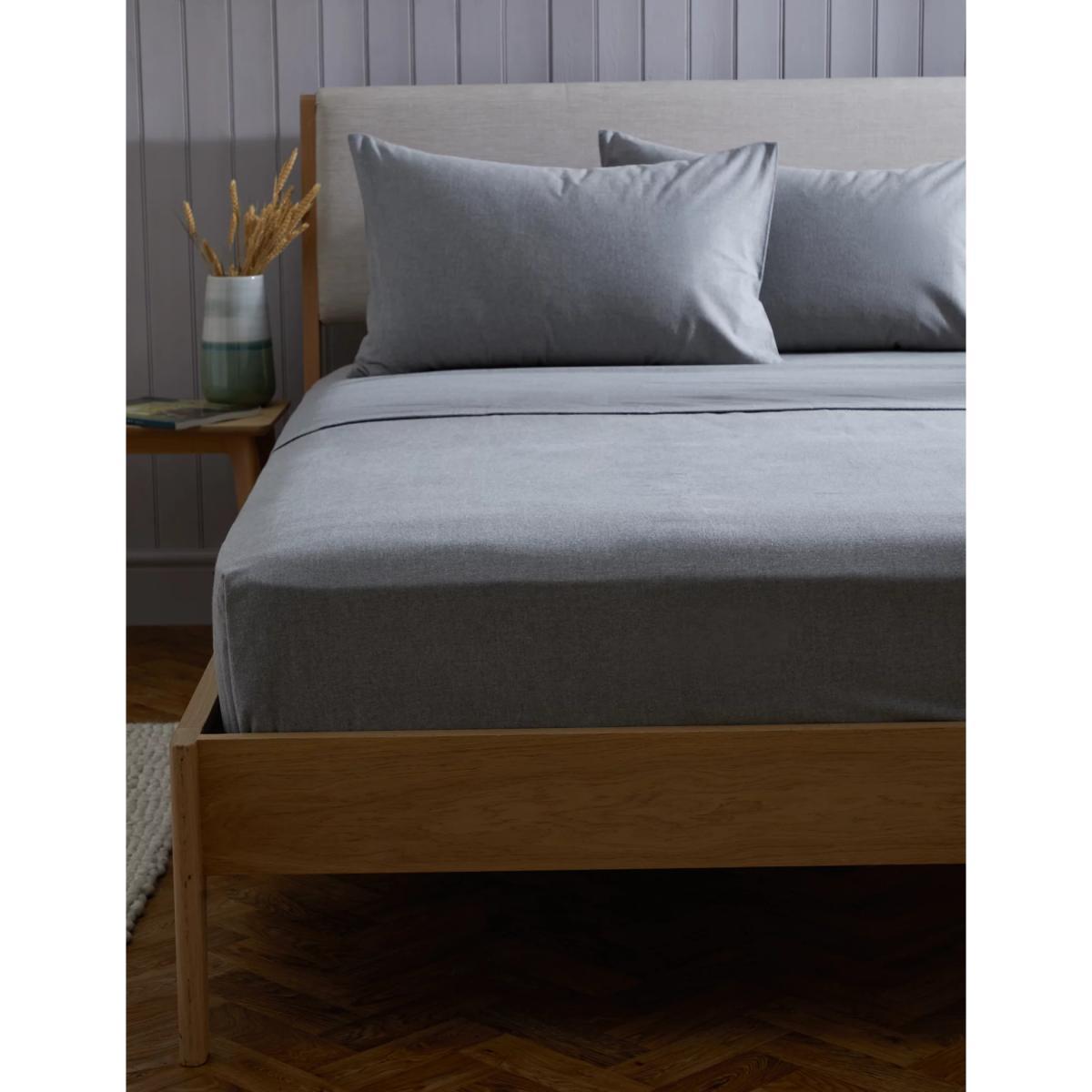 M&S Pure Cotton Brushed Flat Sheet - 6FT - Blush, Blush,Grey Marl,Biscuit,Charcoal,Sand – image 2
