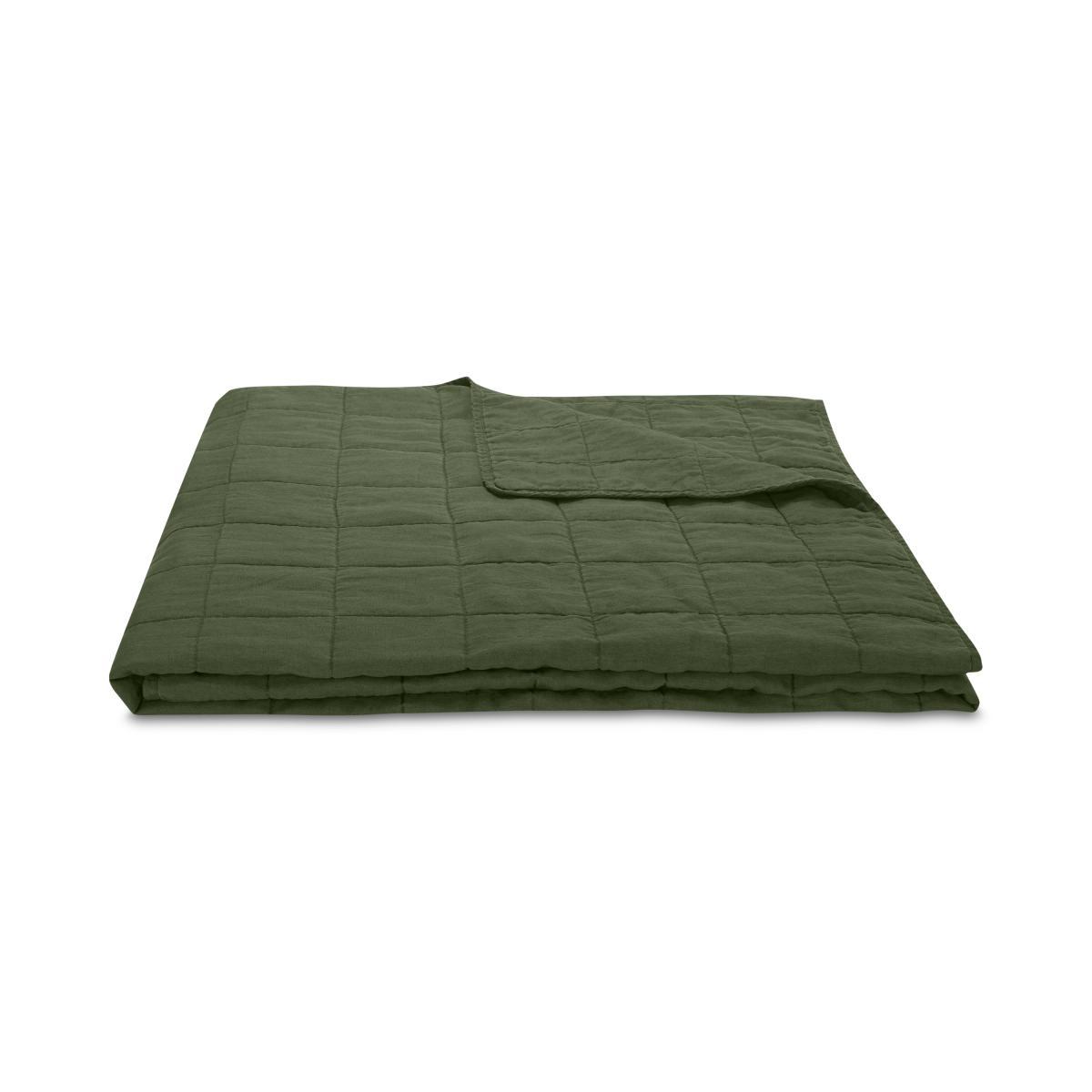 Brisa 100% Linen Soft Washed Bedspread, 220 x 225cm, Moss Green – image 2