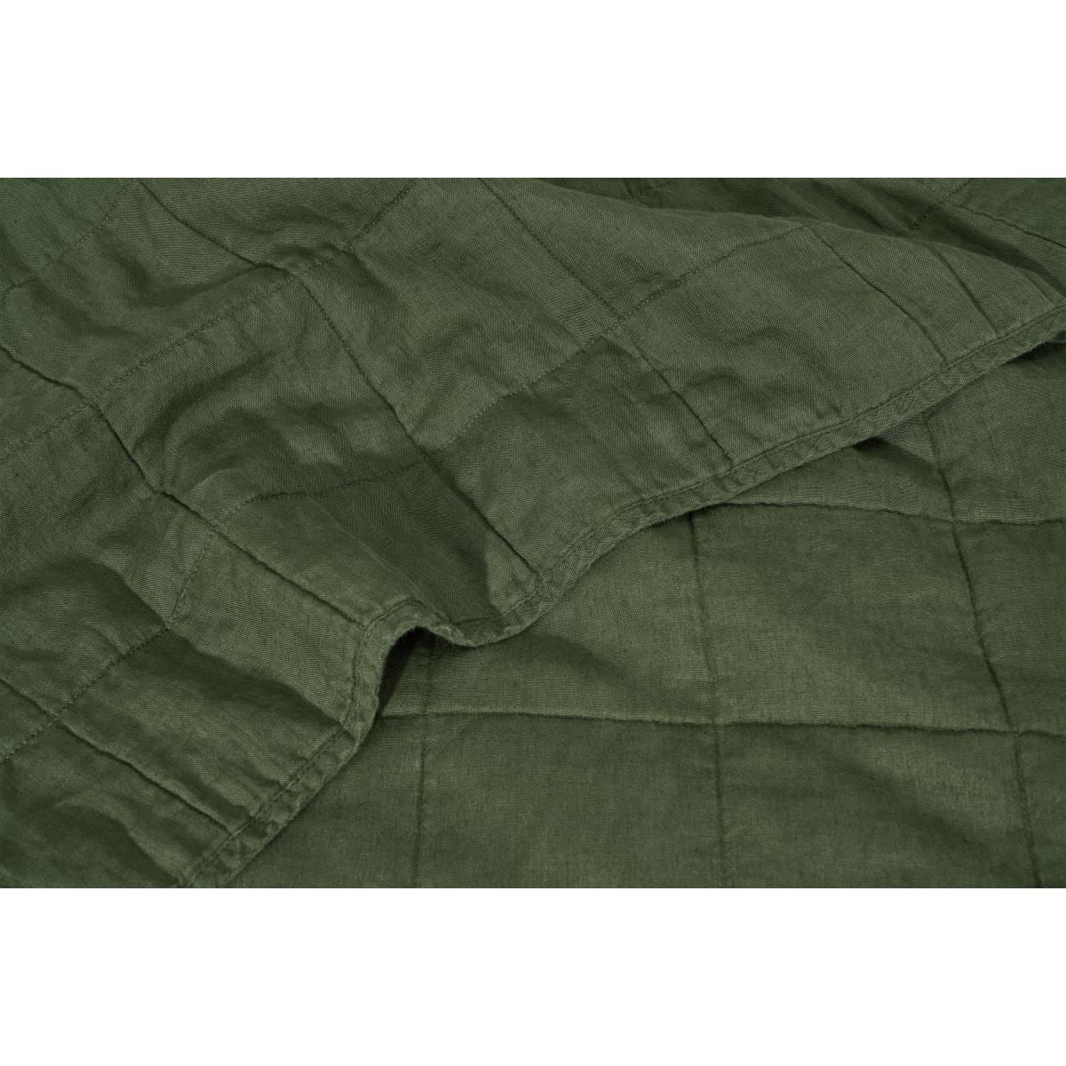 Brisa 100% Linen Soft Washed Bedspread, 220 x 225cm, Moss Green – image 5