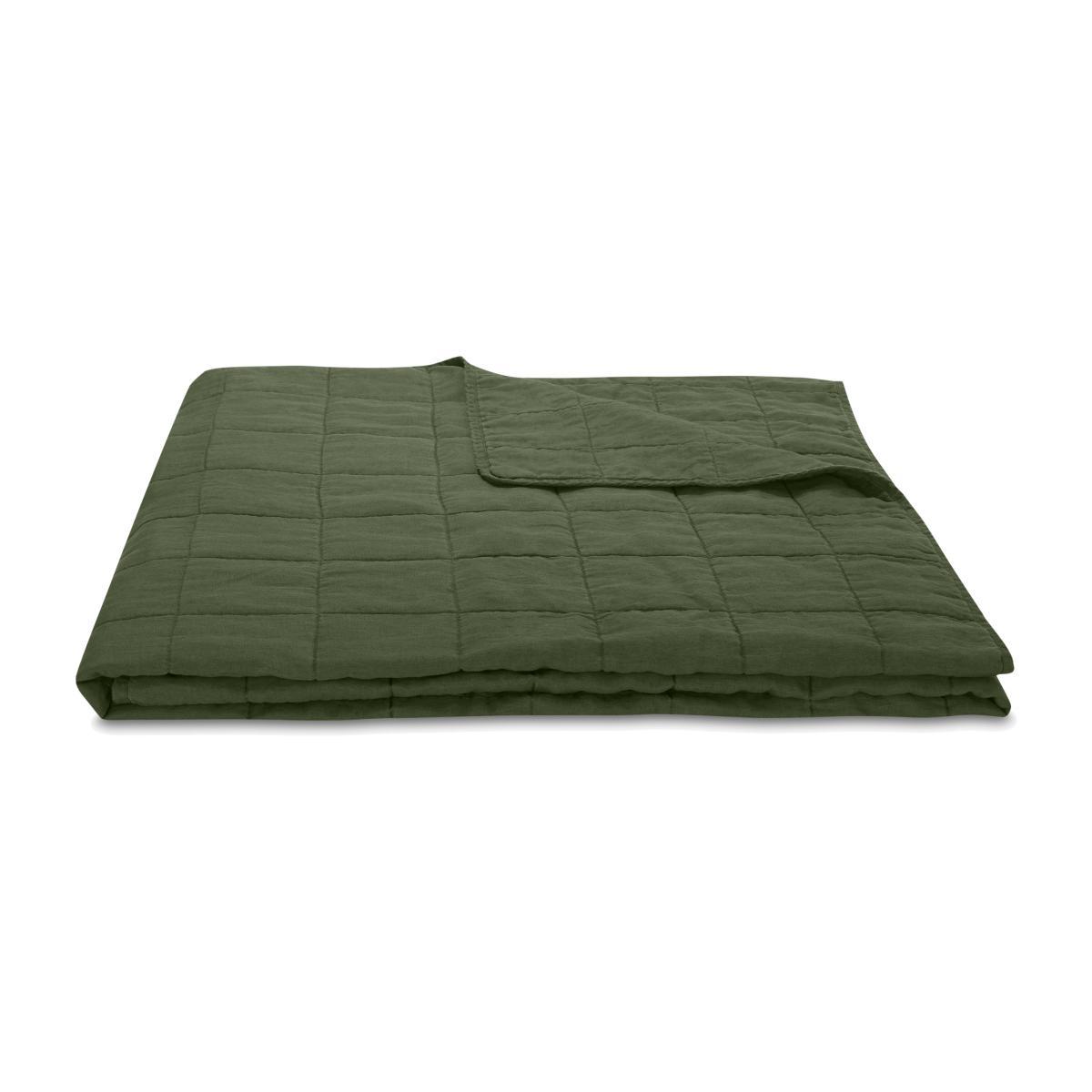 Brisa 100% Linen Soft Washed Bedspread, 220 x 225cm, Moss Green – image 1
