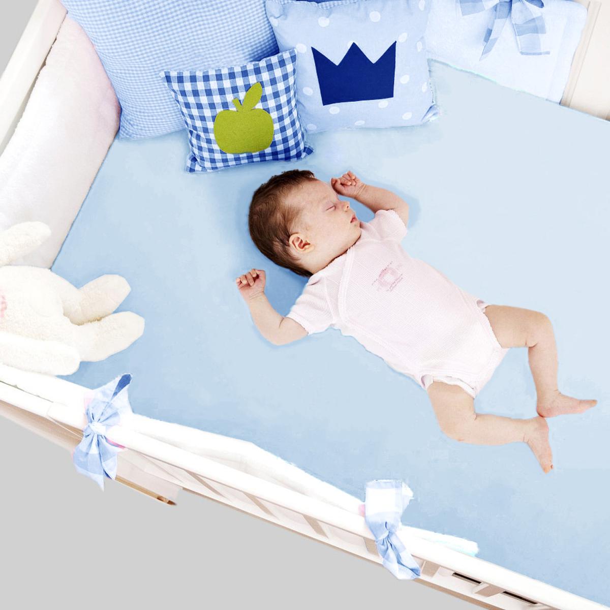 70x140 cm Silky Jersey Baby Cot Crib Bed Fitted Sheets  - Sky Blue – image 2