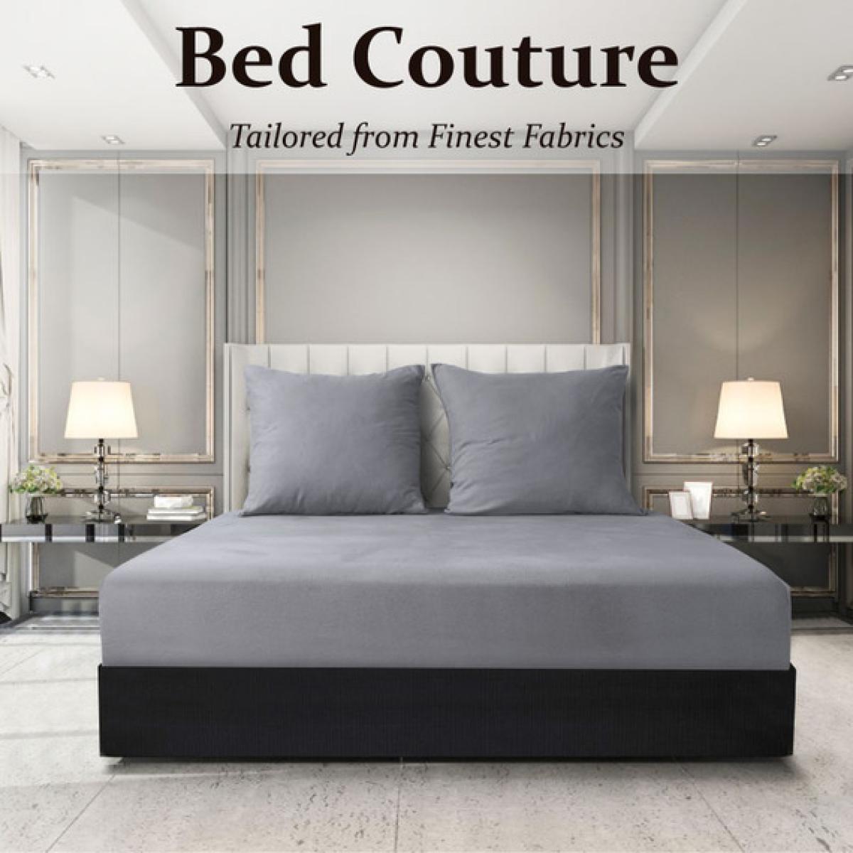 Velvet Flannel Fitted Bed Sheet King - Warm Grey