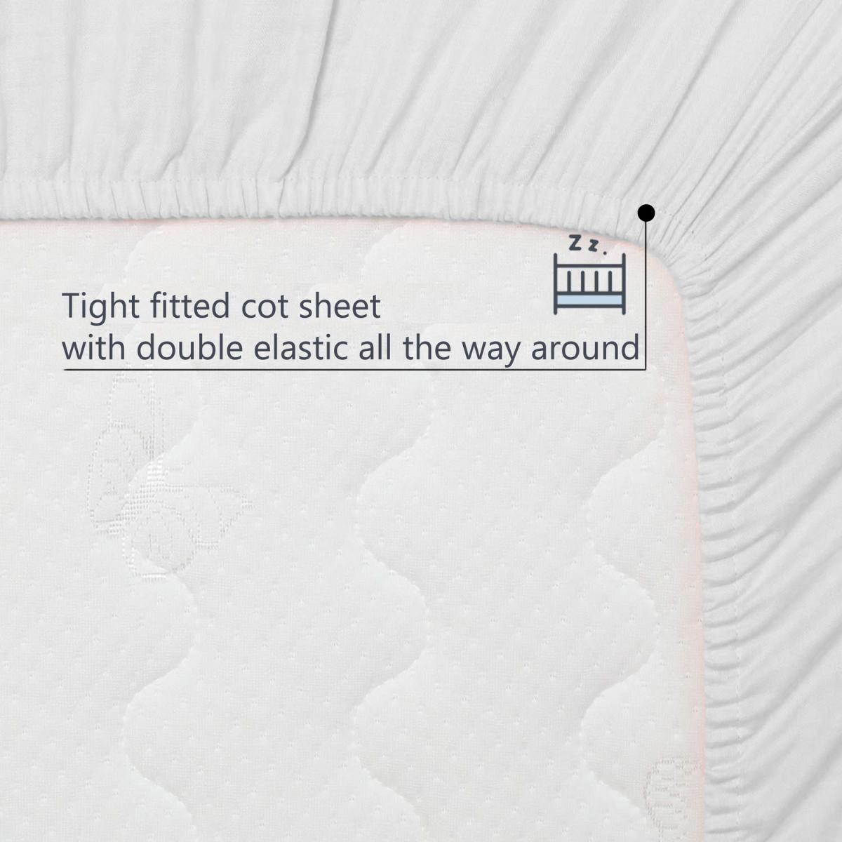 60x120 cm Double Jersey Baby Fitted Cot Crib Bed Sheets - White – image 3