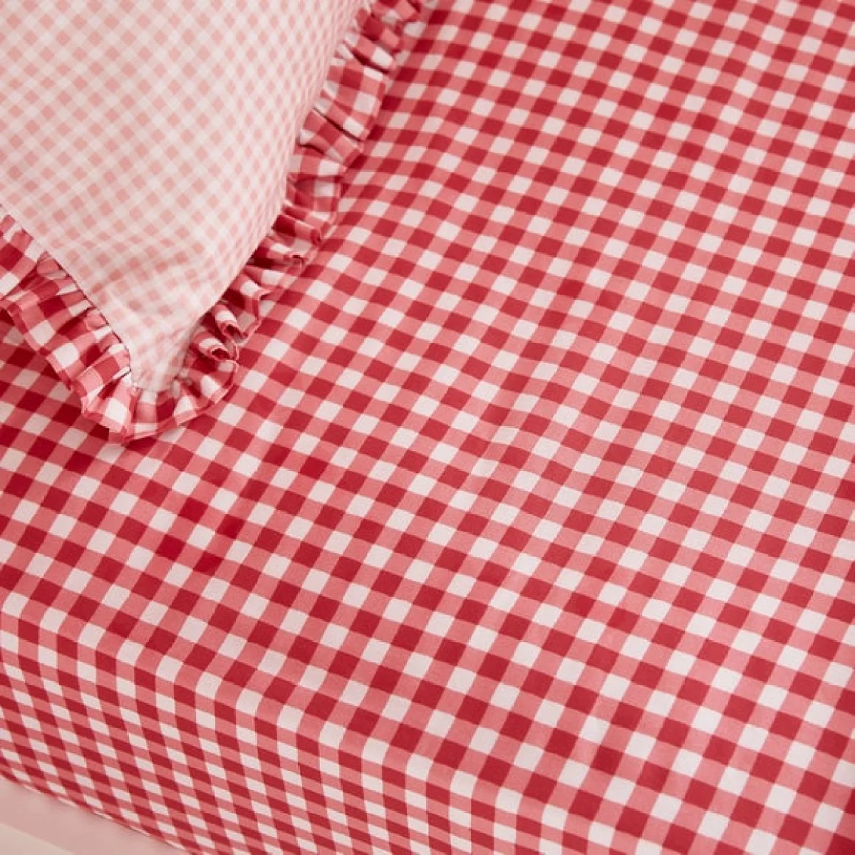 Set of 2 Pink Gingham Fitted Sheets – image 2