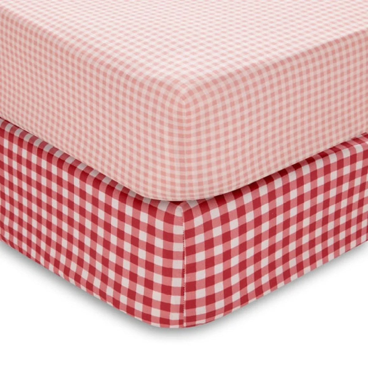 Set of 2 Pink Gingham Fitted Sheets – image 3