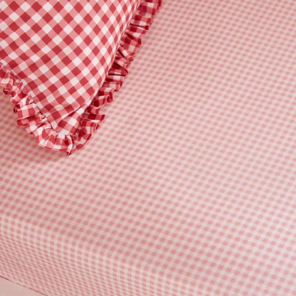 Set of 2 Pink Gingham Fitted Sheets – image 1