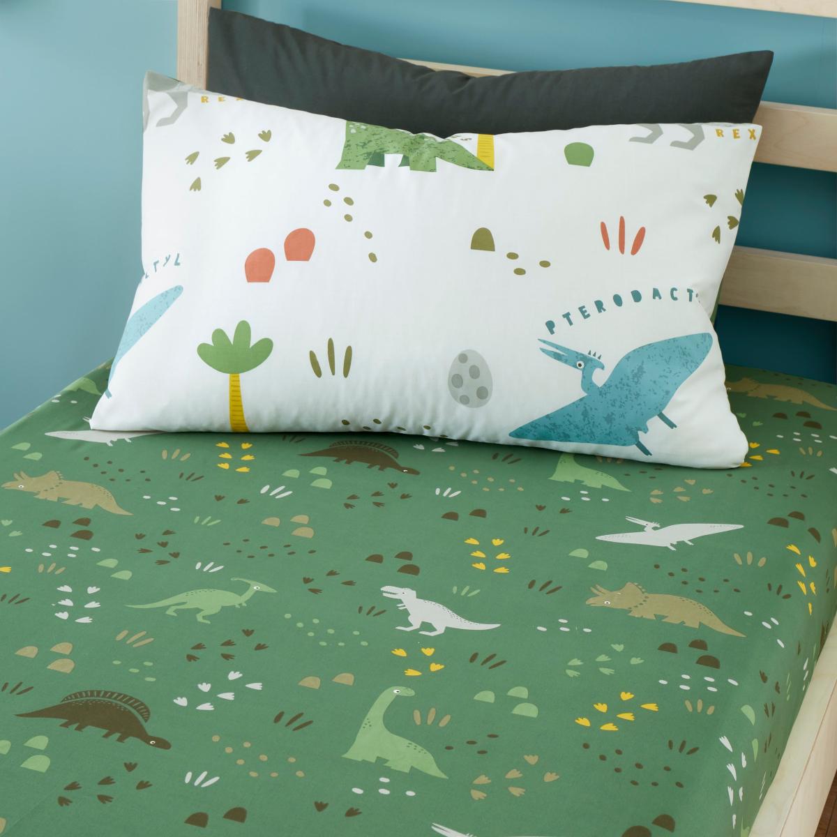 Dino Pack of 2 Fitted Sheets Yellow/White – image 2