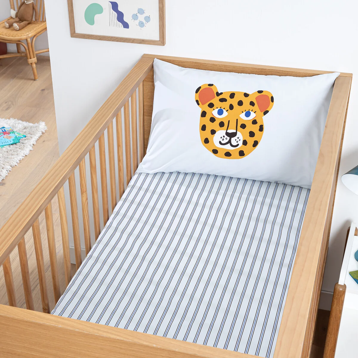 Petite Savane Animal Print Cotton Percale Baby's Fitted Sheet with 17cm Flap – image 1