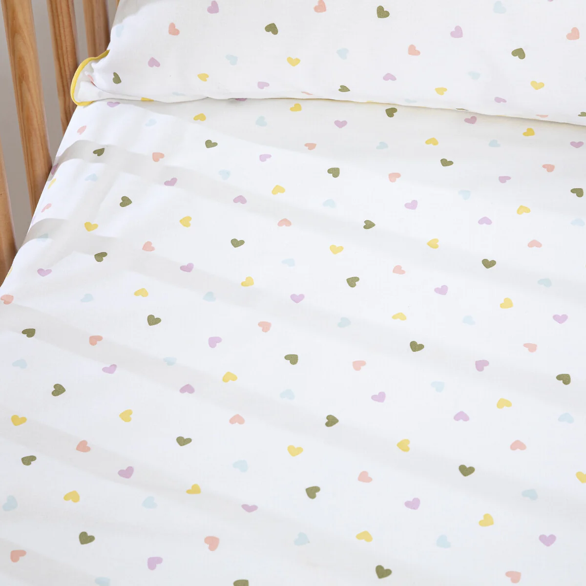 Scacco Heart Print Organic Cotton Baby's Fitted Sheet with 17cm Flap – image 3