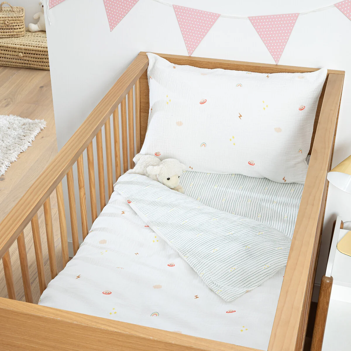 Diego Baby Planet Print Cotton Muslin Fitted Sheet with 17cm Flap – image 3