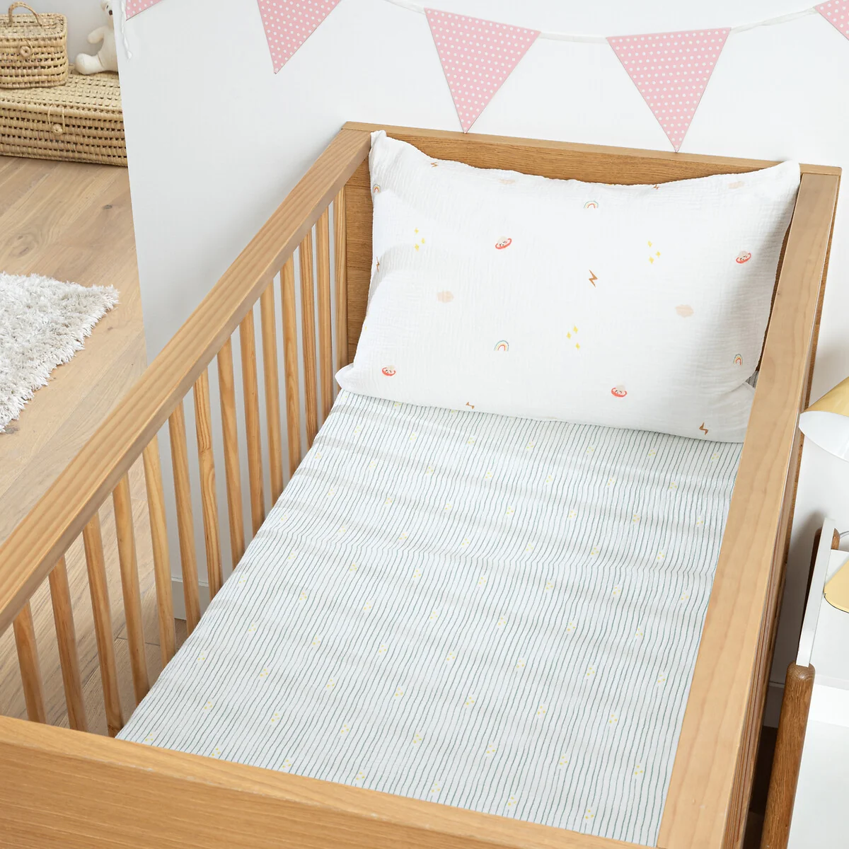 Diego Baby Planet Print Cotton Muslin Fitted Sheet with 17cm Flap – image 1