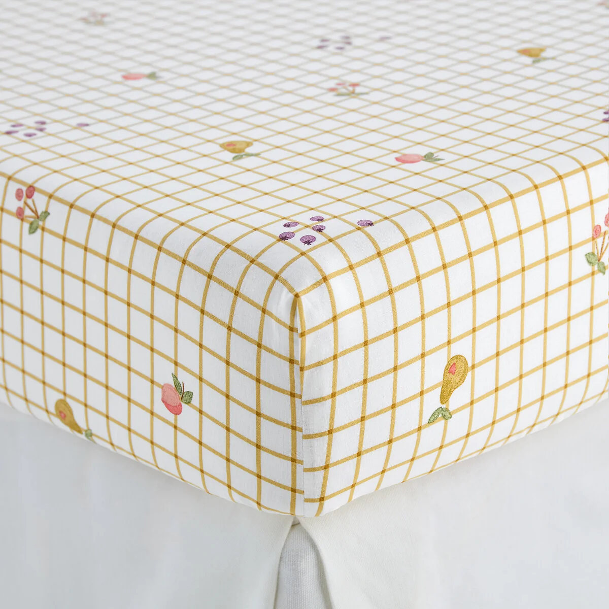 Lilac Fruit Print 50% Recycled Cotton Child's Fitted Sheet with 25cm Flap – image 3