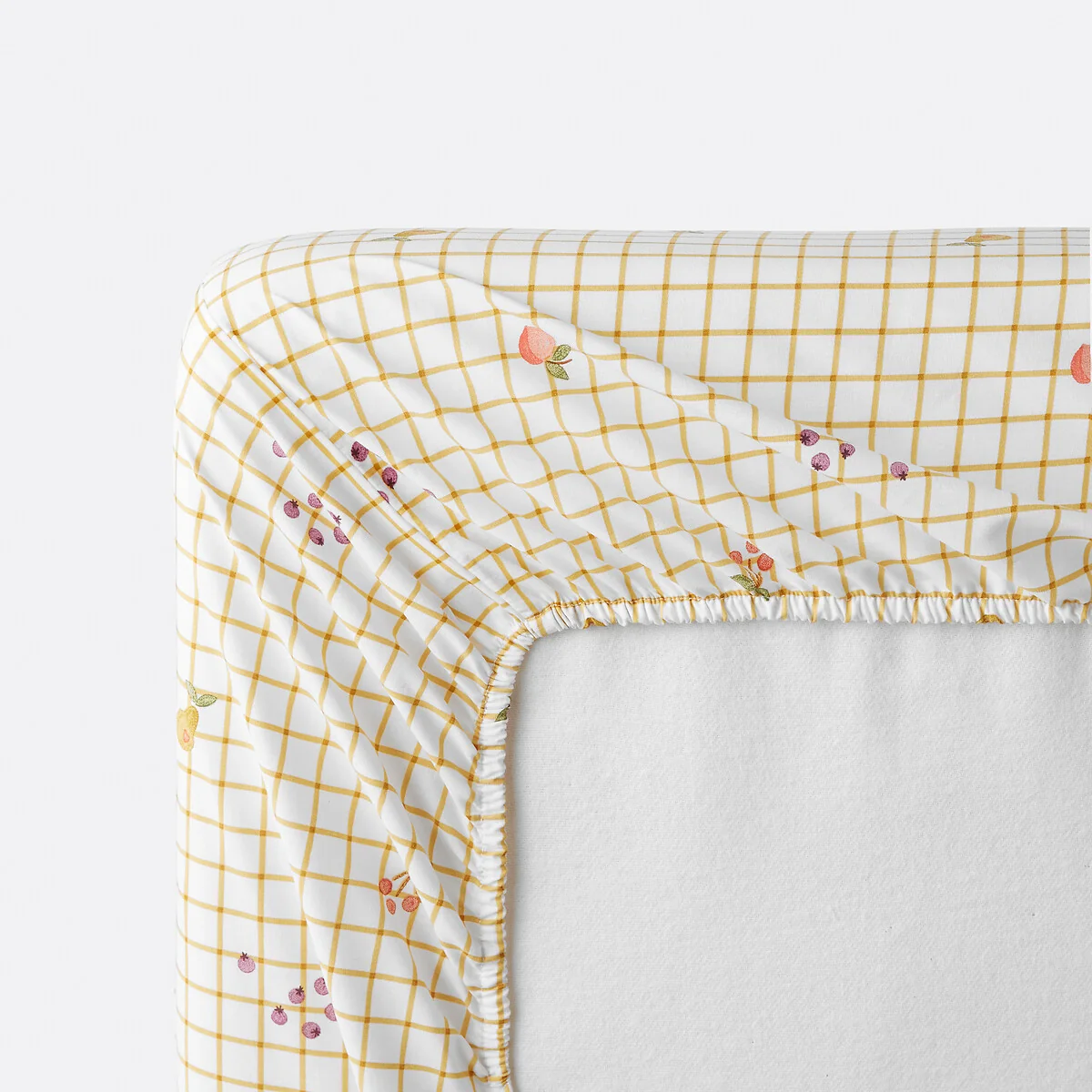 Lilac Fruit Print 50% Recycled Cotton Child's Fitted Sheet with 25cm Flap – image 4