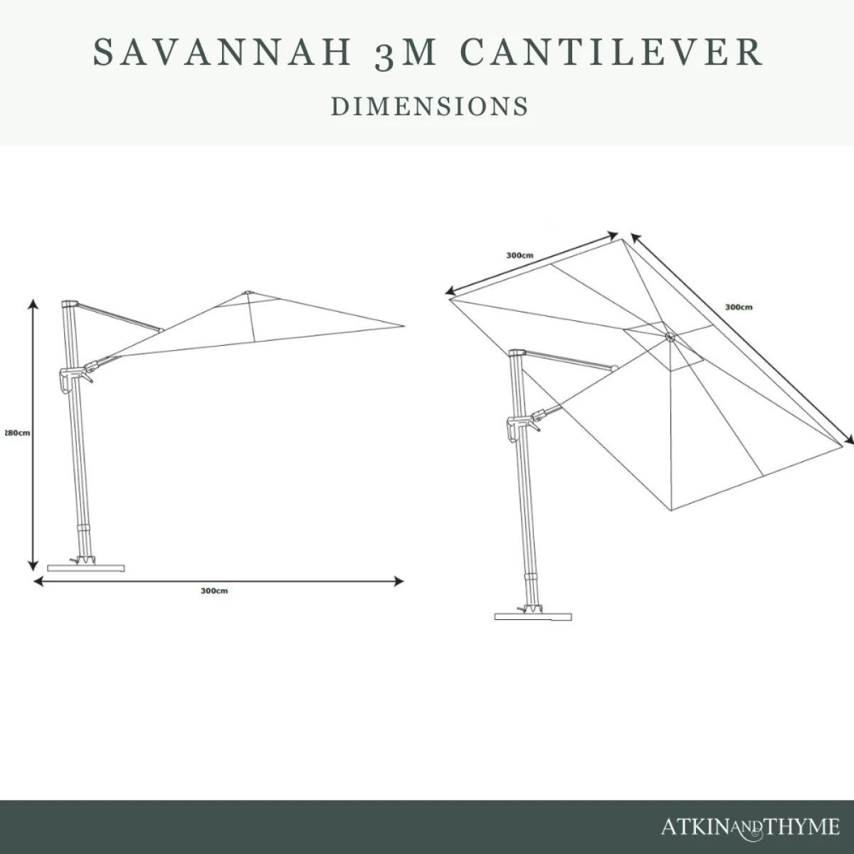 Savannah 3m Wood-Effect Cantilever Parasol - Oak – image 6