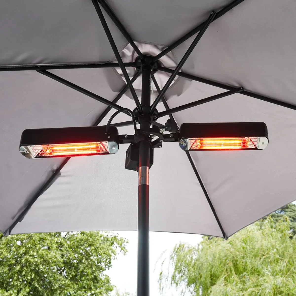 1600 Watt Twin Lamp Outdoor Parasol Radiant Heater, Black – image 2