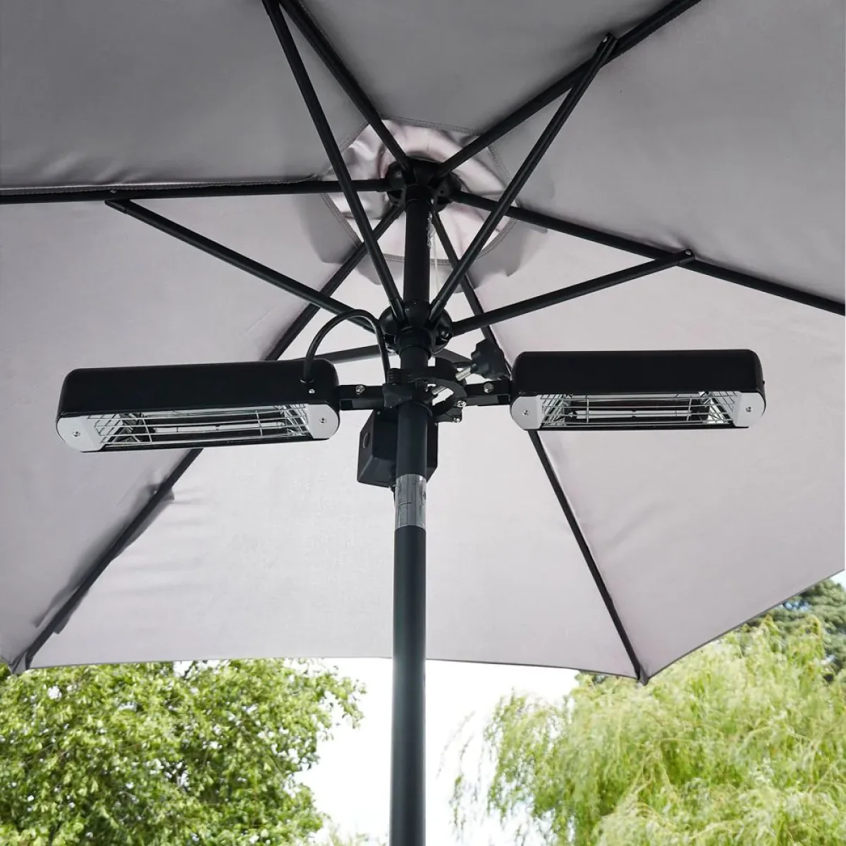 1600 Watt Twin Lamp Outdoor Parasol Radiant Heater, Black – image 7