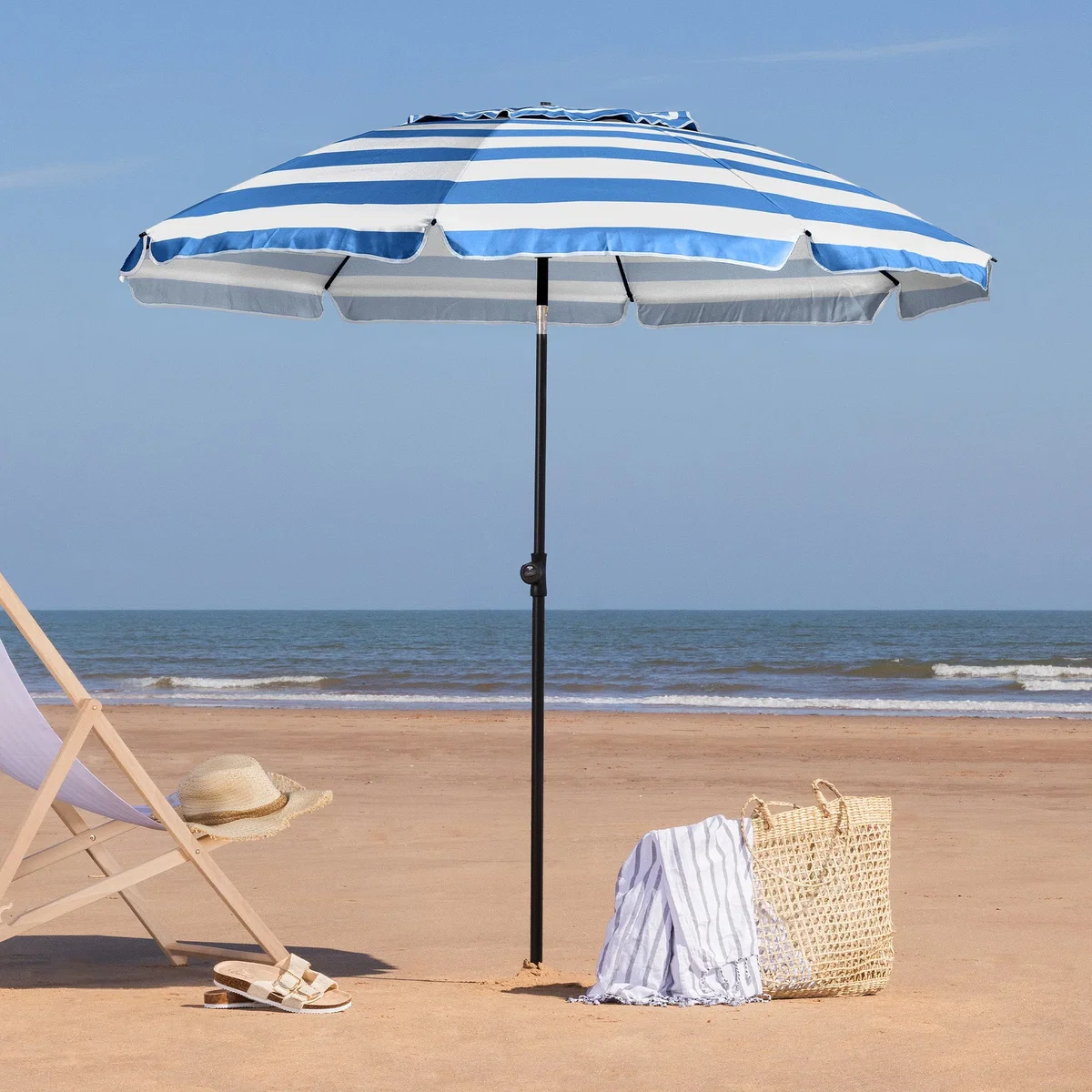 Striped Beach Parasol - 2m – image 1