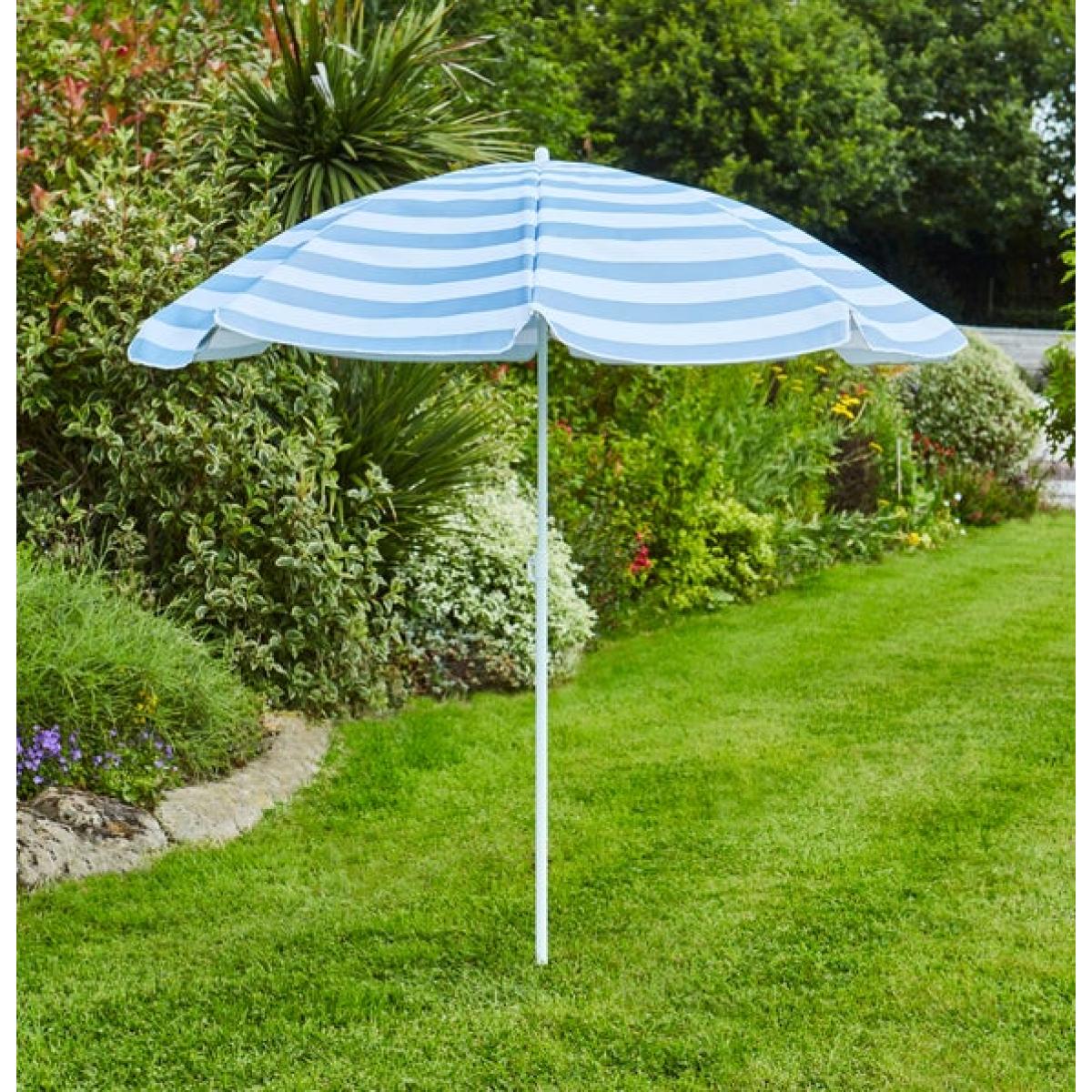 Blue and White Striped Beach Parasol – image 2