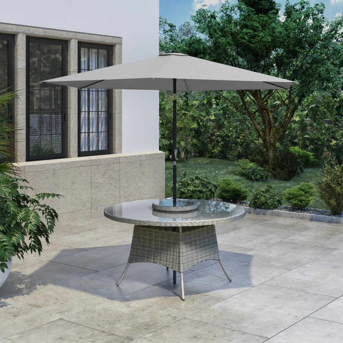 Light Grey Table Parasol with Cover Included - Aspen Outdoor – image 2