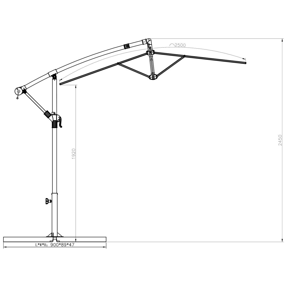 Habitat 2.5m Overhanging Garden Parasol - Black – image 4