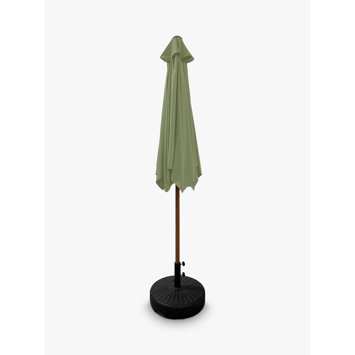 John Lewis Wood-Effect Wind-Up Parasol, 2.7m, Green – image 3