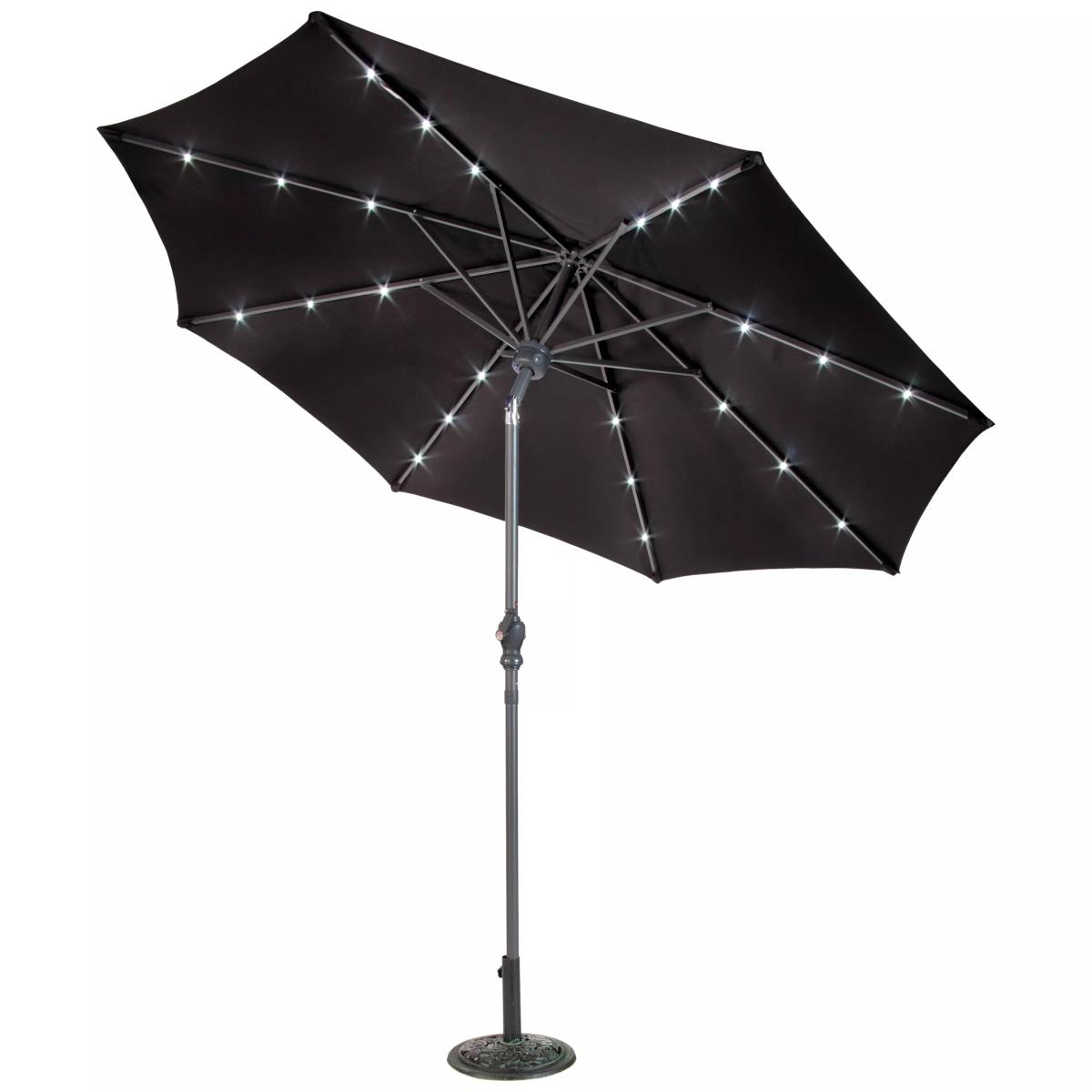 Suntime 2.7m Adjustable Parasol with Bluetooth Speaker and LED Lights, Black – image 2