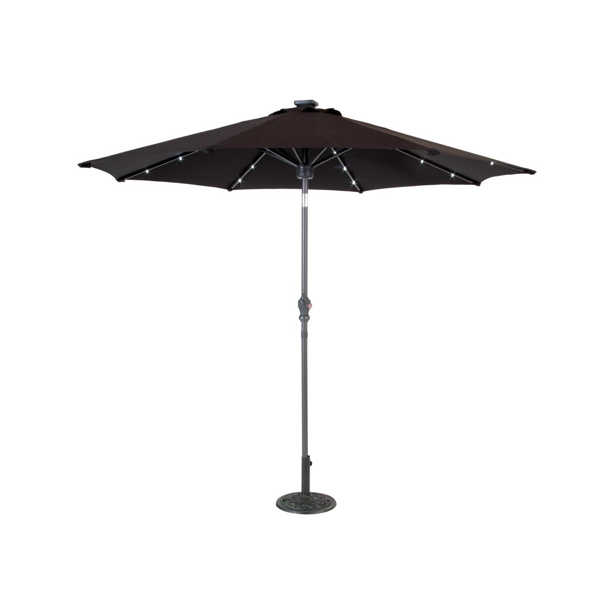 Suntime 2.7m Adjustable Parasol with Bluetooth Speaker and LED Lights, Black – image 1