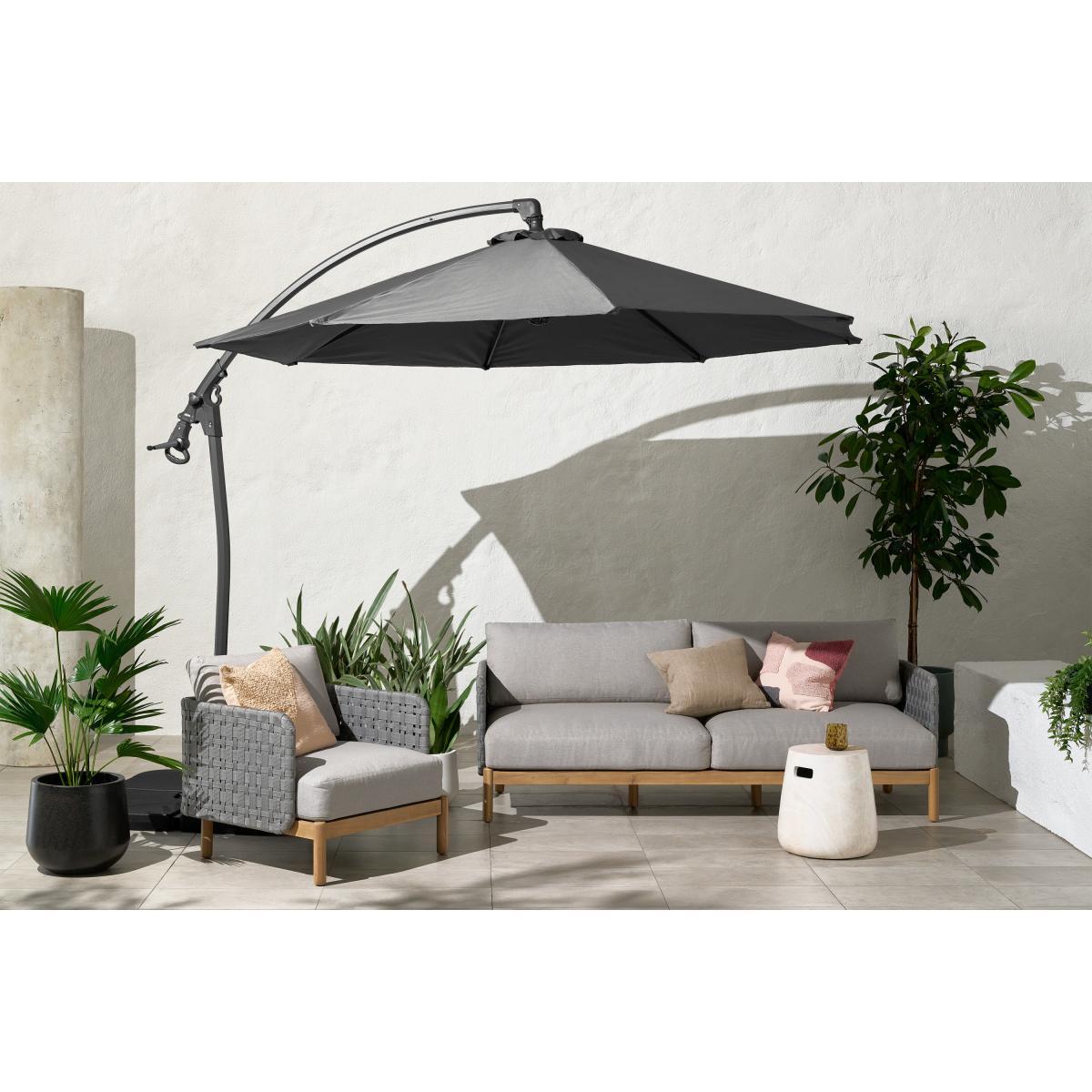 Rotational Cantilever Parasol, 3m, Grey Powder-Coated Steel & Fabric – image 3