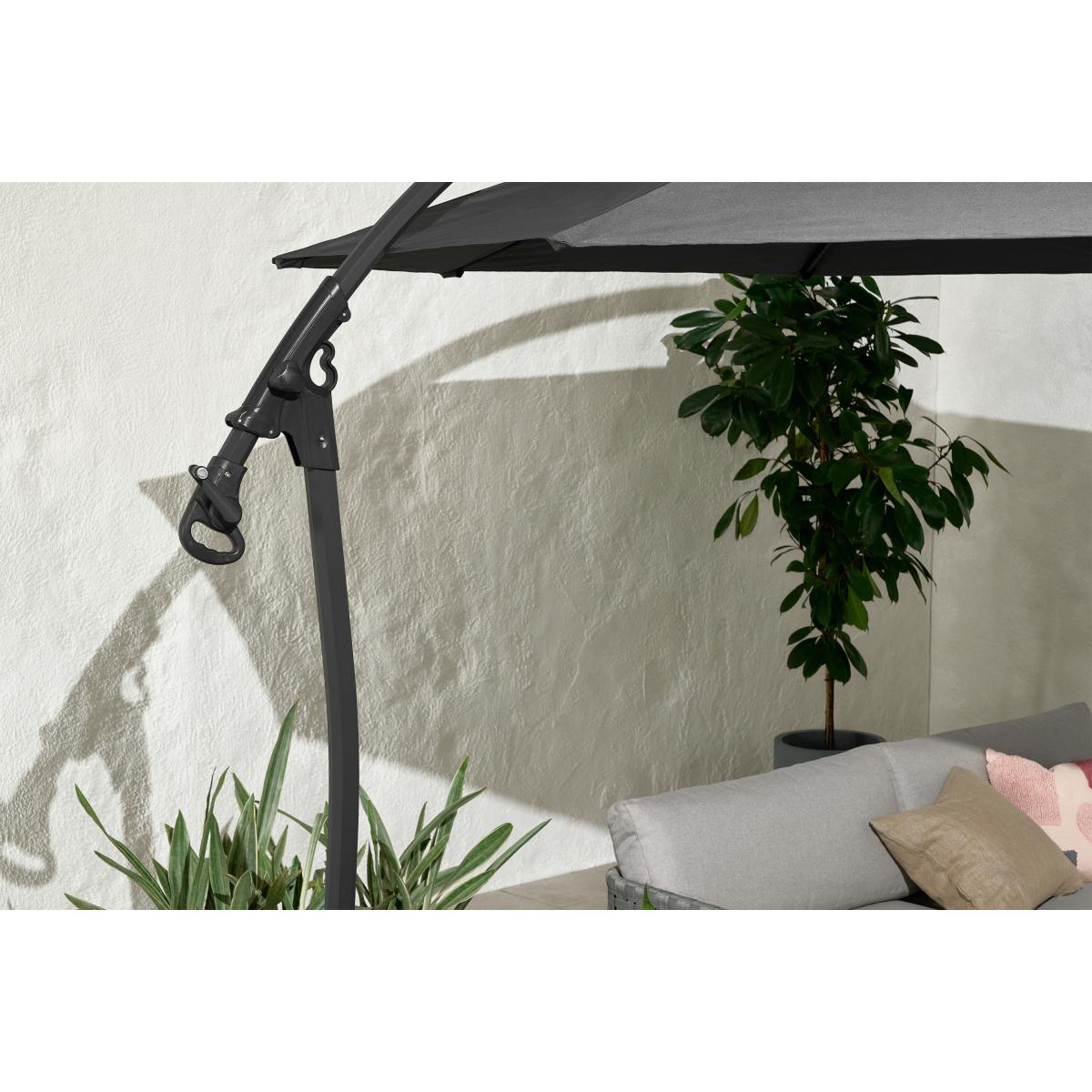 Rotational Cantilever Parasol, 3m, Grey Powder-Coated Steel & Fabric – image 4