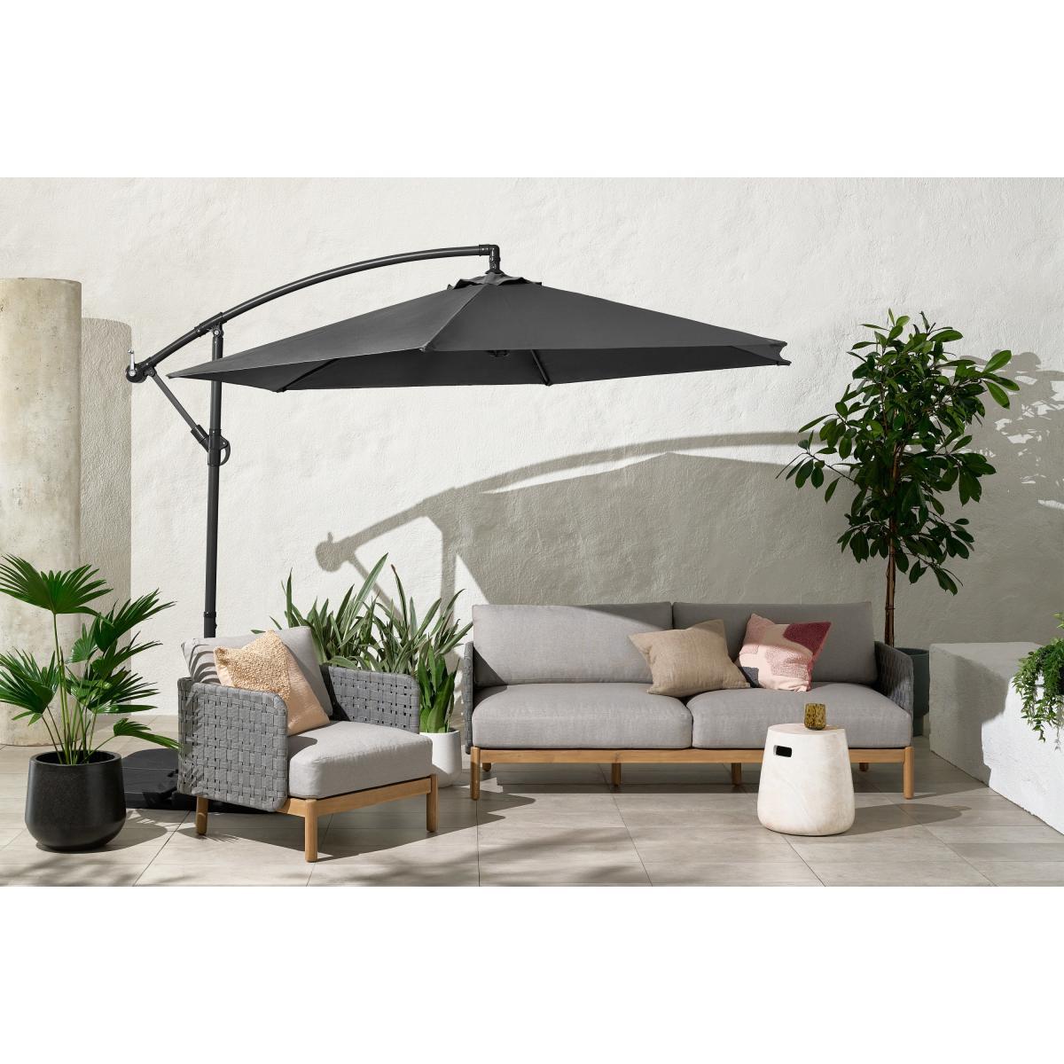 Cantilever Parasol, 3m, Grey Powder-Coated Steel & Fabric – image 3