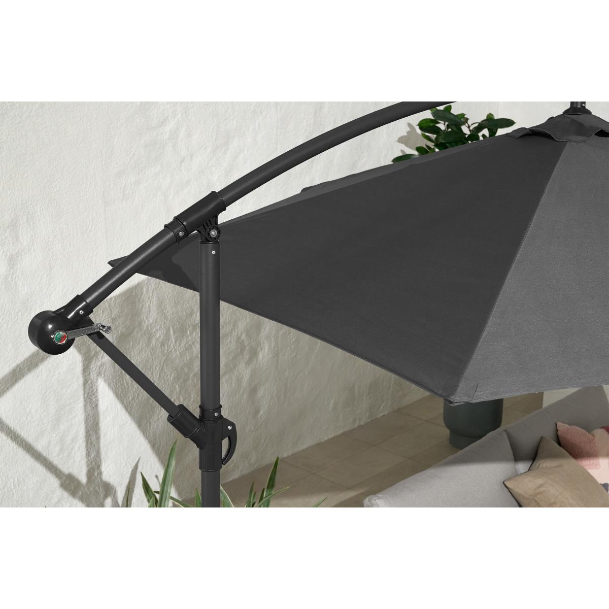 Cantilever Parasol, 3m, Grey Powder-Coated Steel & Fabric – image 4
