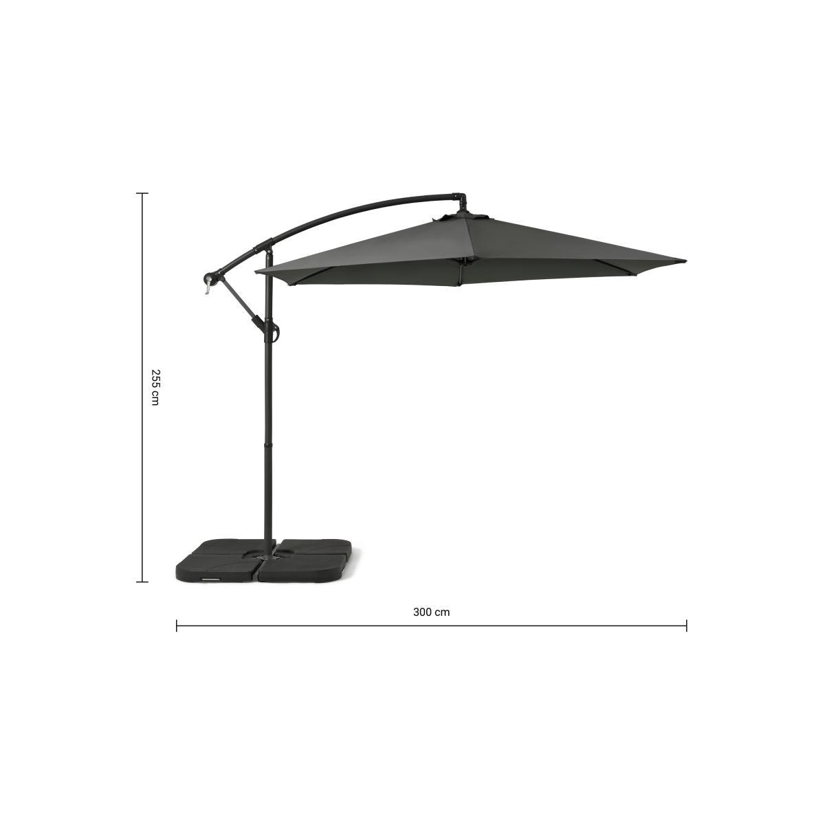 Cantilever Parasol, 3m, Grey Powder-Coated Steel & Fabric – image 9