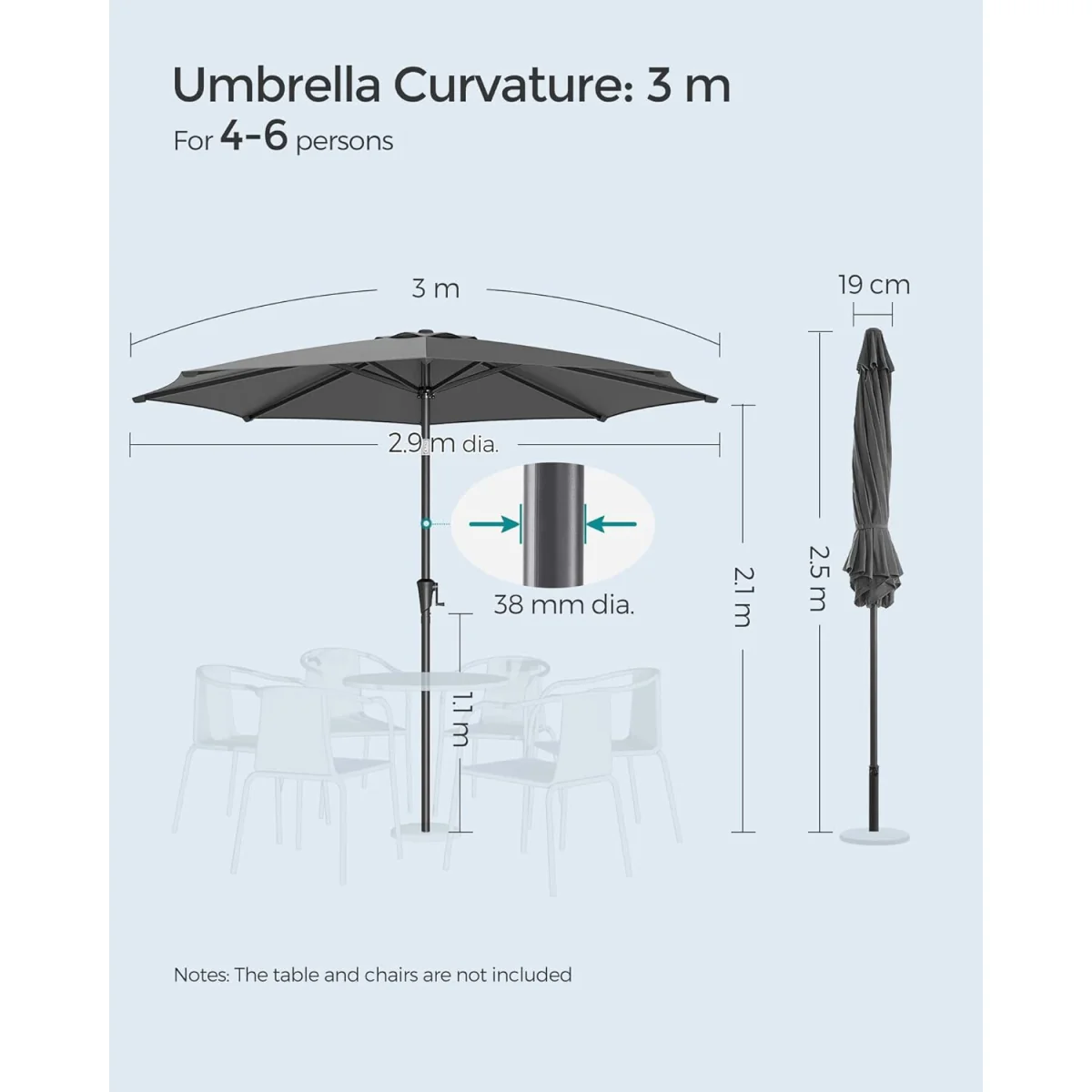Adjustable Tilt Patio Sun Canopy with Crank Operation and Outdoor Use - Grey – image 3