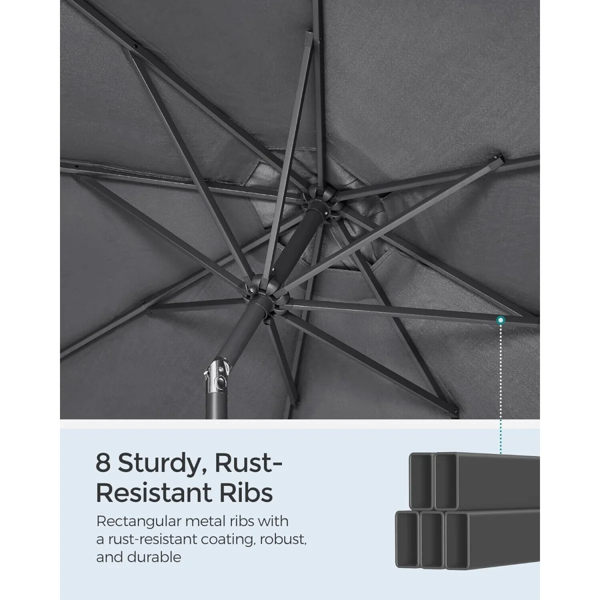 Adjustable Tilt Patio Sun Canopy with Crank Operation and Outdoor Use - Grey – image 7