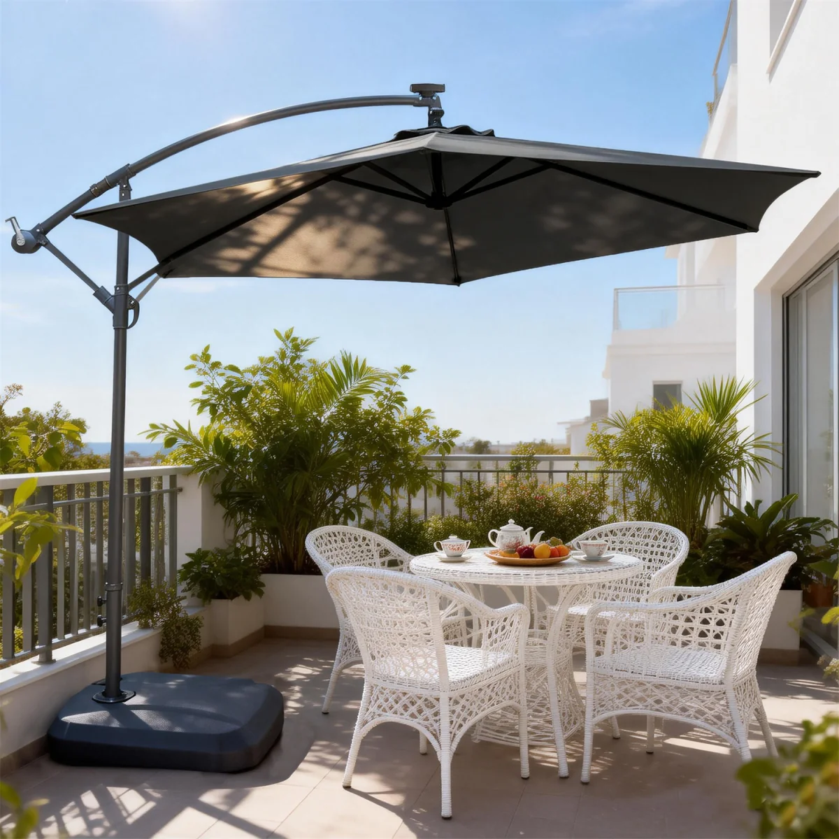 Abrihome Patio Umbrella with Double Vent ¿ Coated Waterproof Fabric, Crank Handle, Ideal for Garden - Beige / 250cm – image 2