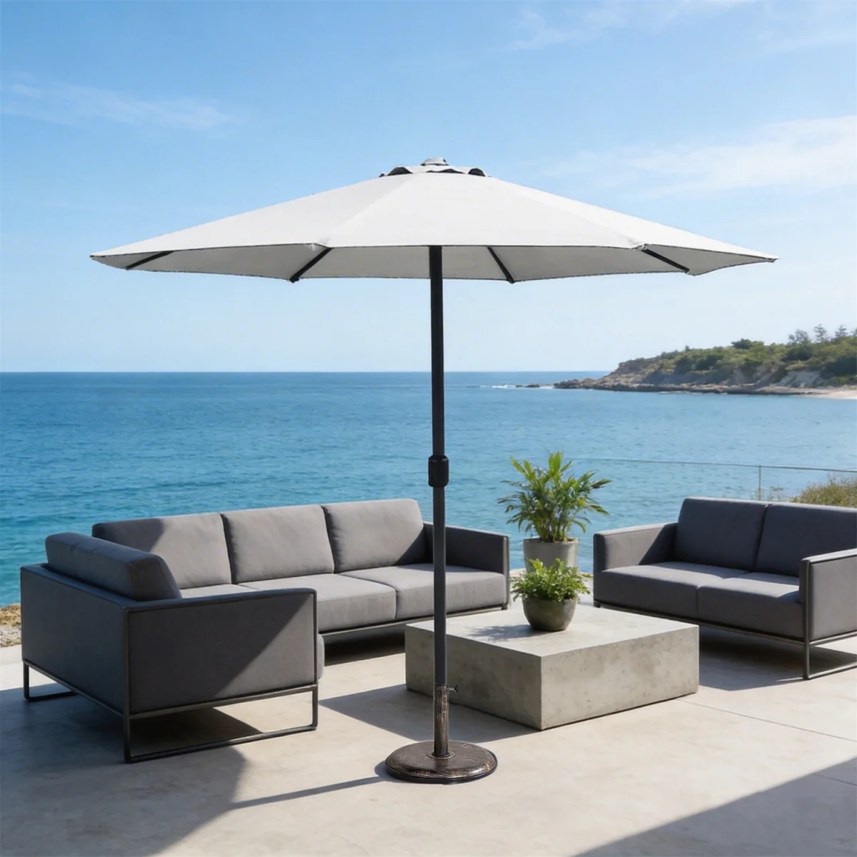 Abrihome Patio Umbrella with Double Vent ¿ Coated Waterproof Fabric, Crank Handle, Ideal for Garden - Beige / 250cm – image 15
