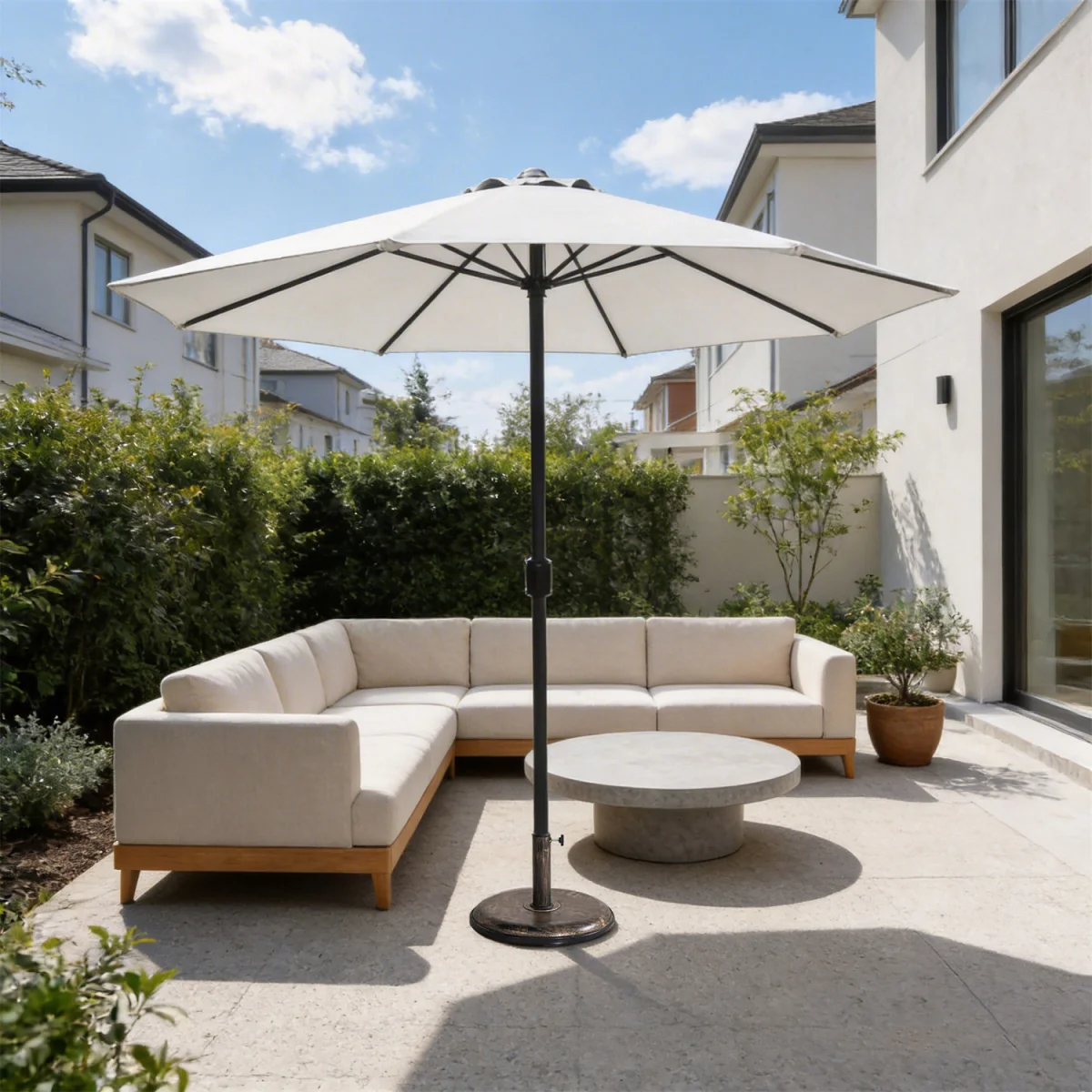 Abrihome Patio Umbrella with Double Vent ¿ Coated Waterproof Fabric, Crank Handle, Ideal for Garden - Beige / 250cm – image 17