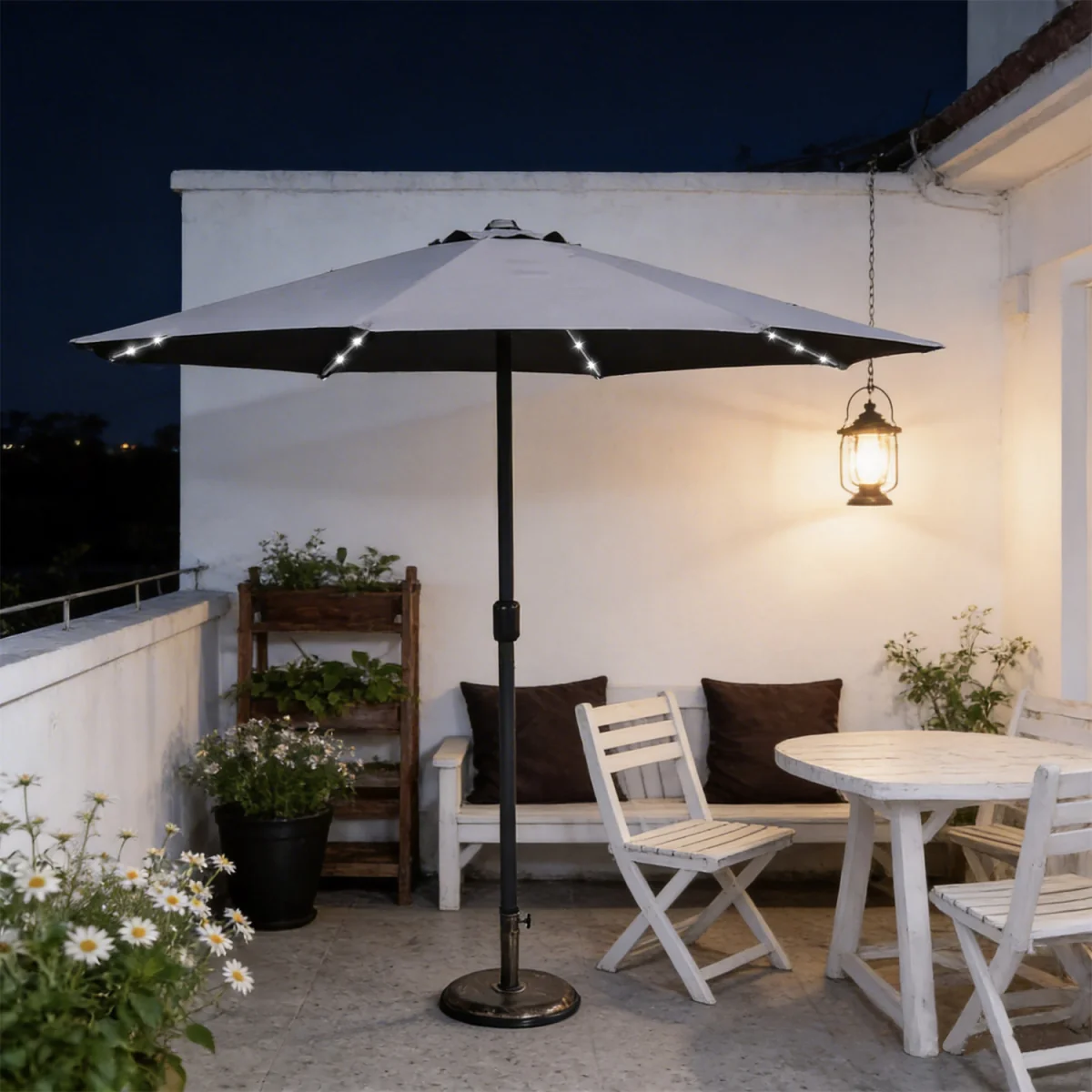 Abrihome Patio Umbrella with Double Vent ¿ Coated Waterproof Fabric, Crank Handle, Ideal for Garden - Beige / 250cm – image 23