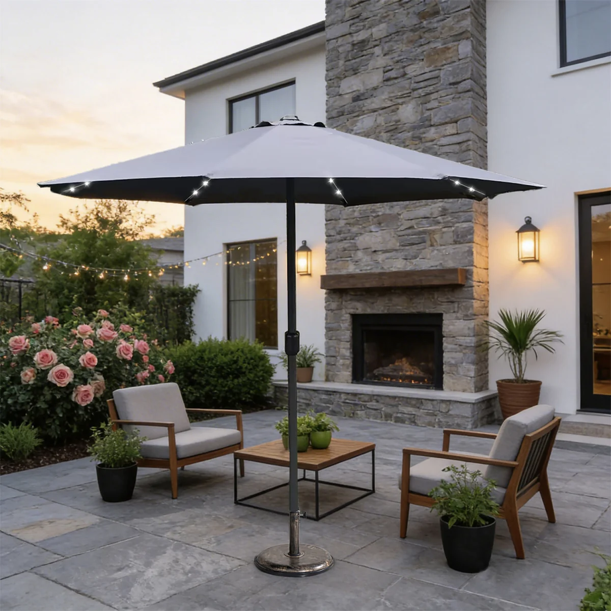 Abrihome Patio Umbrella with Double Vent ¿ Coated Waterproof Fabric, Crank Handle, Ideal for Garden - Beige / 250cm – image 24