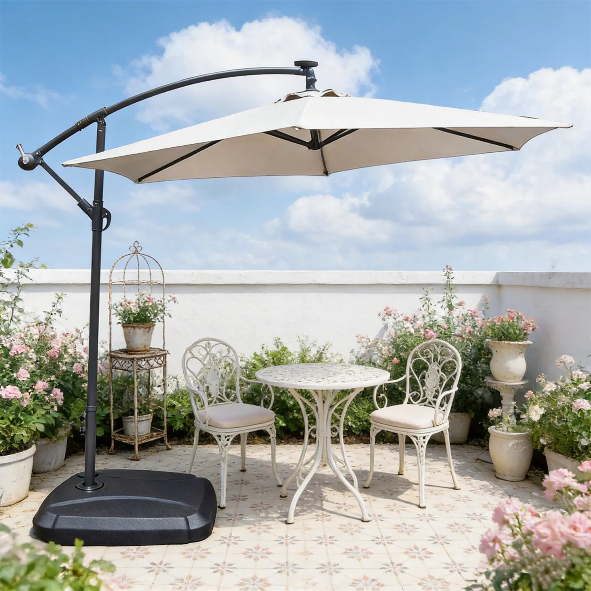 Abrihome Patio Umbrella with Double Vent ¿ Coated Waterproof Fabric, Crank Handle, Ideal for Garden - Beige / 250cm – image 25