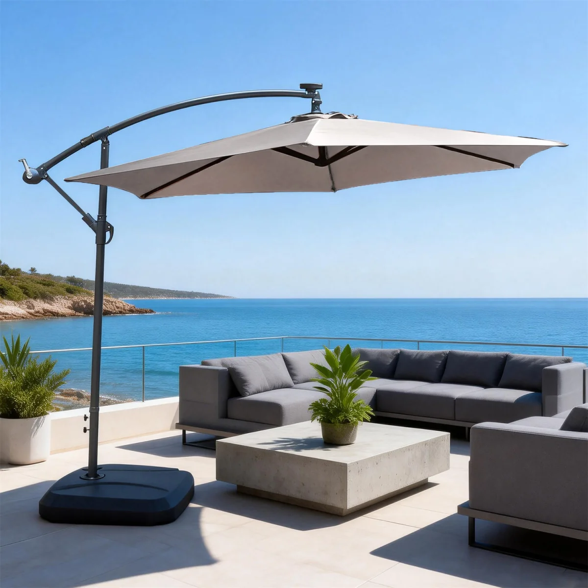 Abrihome Patio Umbrella with Double Vent ¿ Coated Waterproof Fabric, Crank Handle, Ideal for Garden - Beige / 250cm – image 29