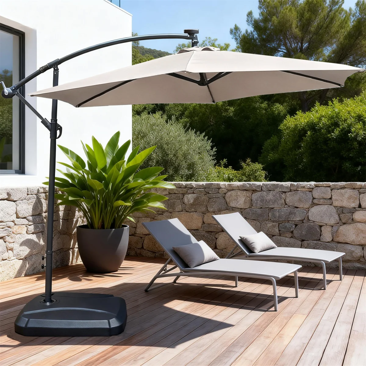 Abrihome Patio Umbrella with Double Vent ¿ Coated Waterproof Fabric, Crank Handle, Ideal for Garden - Beige / 250cm – image 30