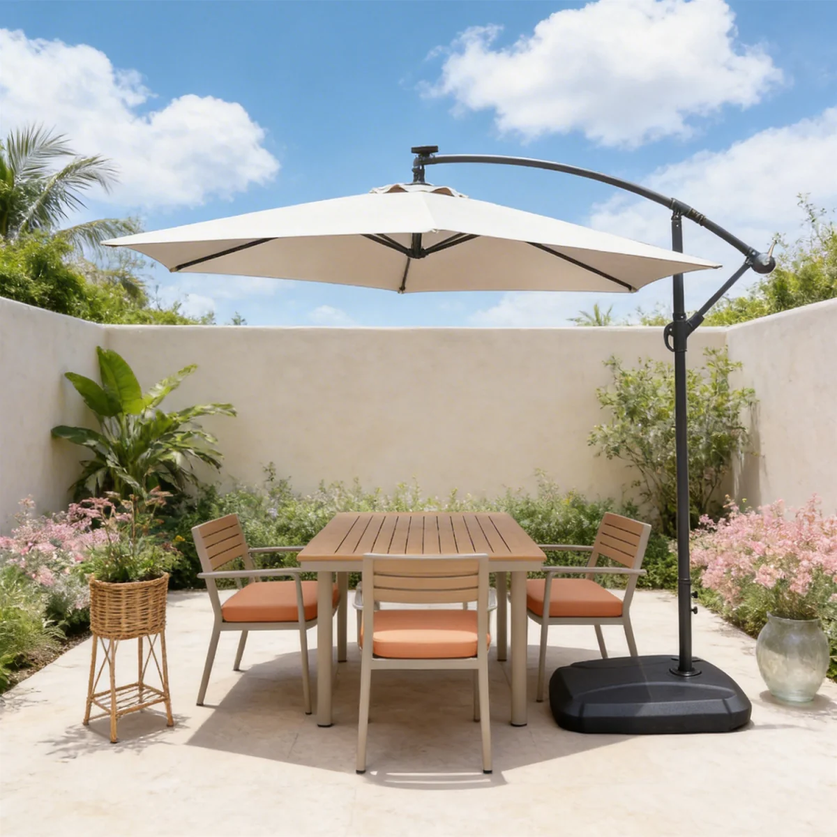 Abrihome Patio Umbrella with Double Vent ¿ Coated Waterproof Fabric, Crank Handle, Ideal for Garden - Beige / 250cm – image 31